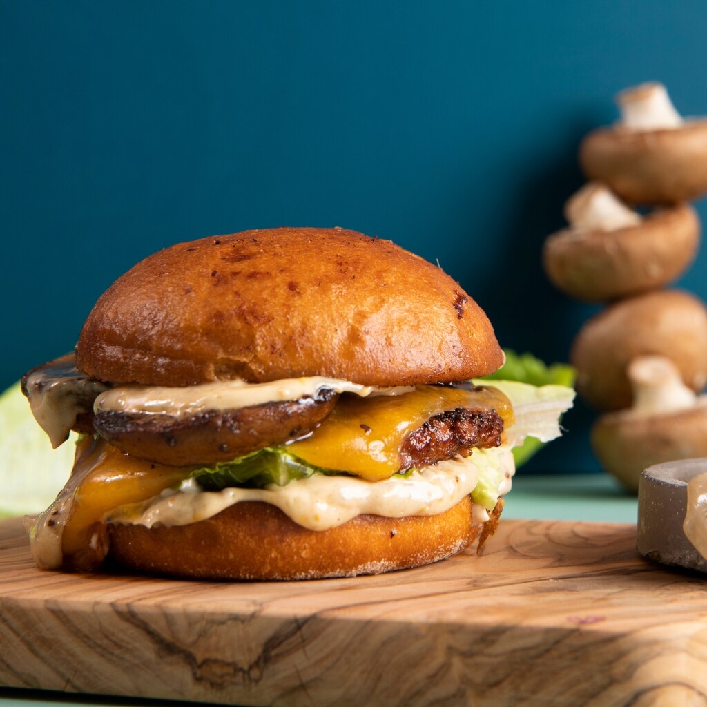 Smash Mushroom Veggie Burger Smash Mushroom Veggie Burger